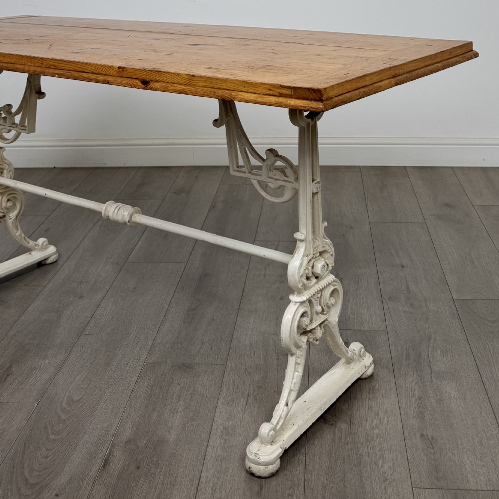 Antique 20th Century Cast Iron Dining Table With Pine Top  View V