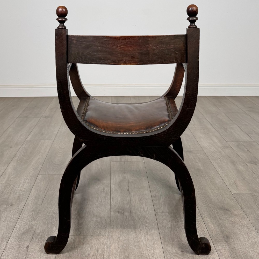Antique 19th Century Victorian Savonarola Chair In Oak View IV