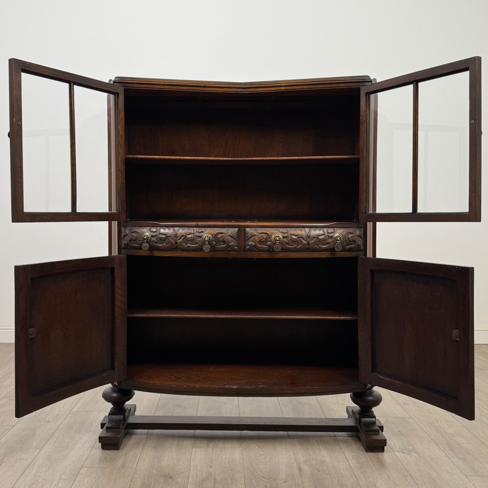 Antique 20th Century Edwardian Display Cabinet In Oak View II