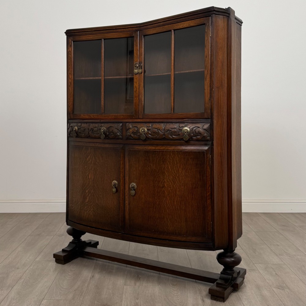 Antique 20th Century Edwardian Display Cabinet In Oak View III