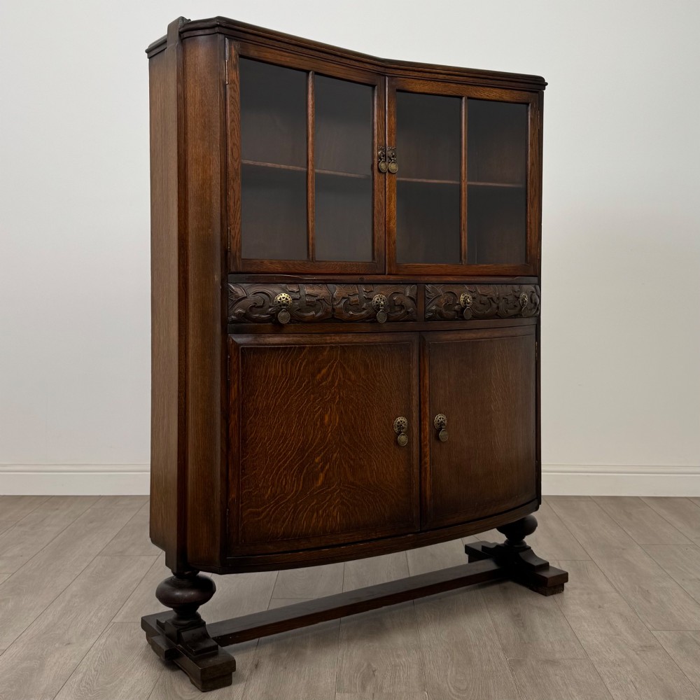 Antique 20th Century Edwardian Display Cabinet In Oak View IX