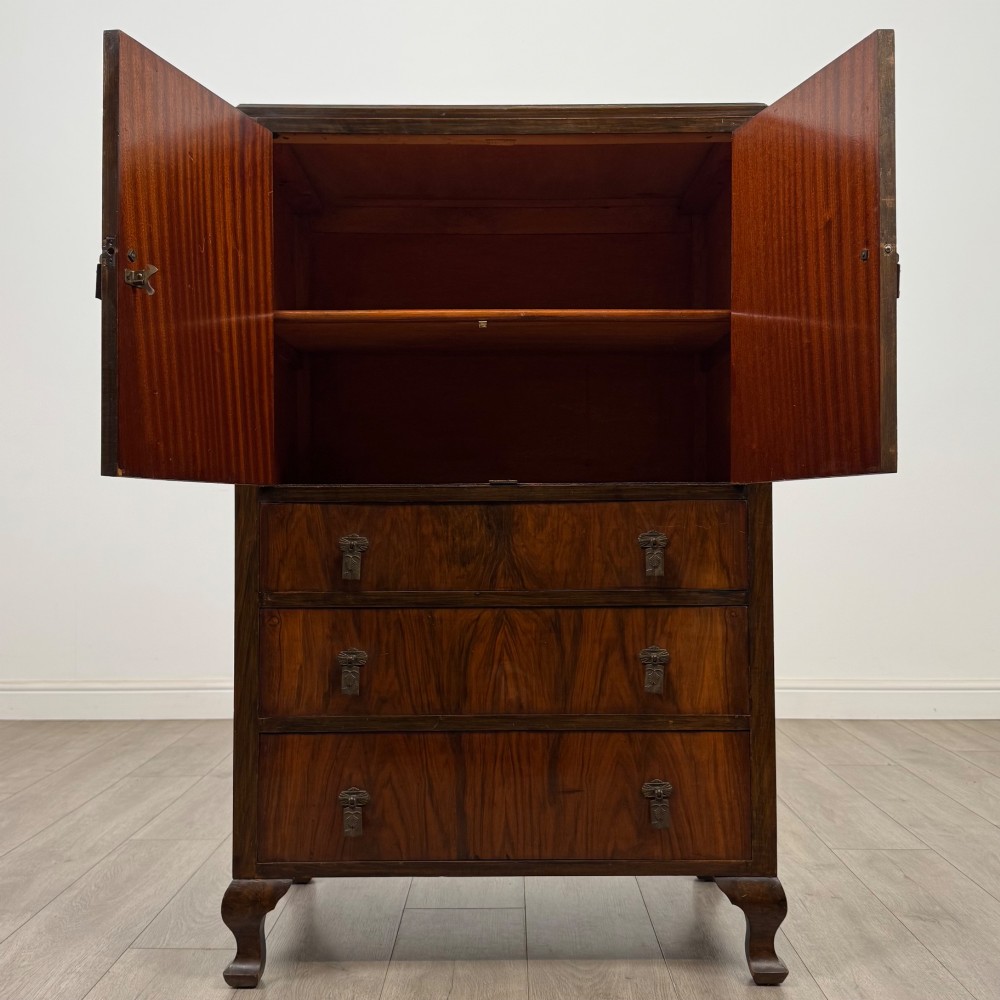 Antique 20th Century Cupboard In Figured Walnut View II