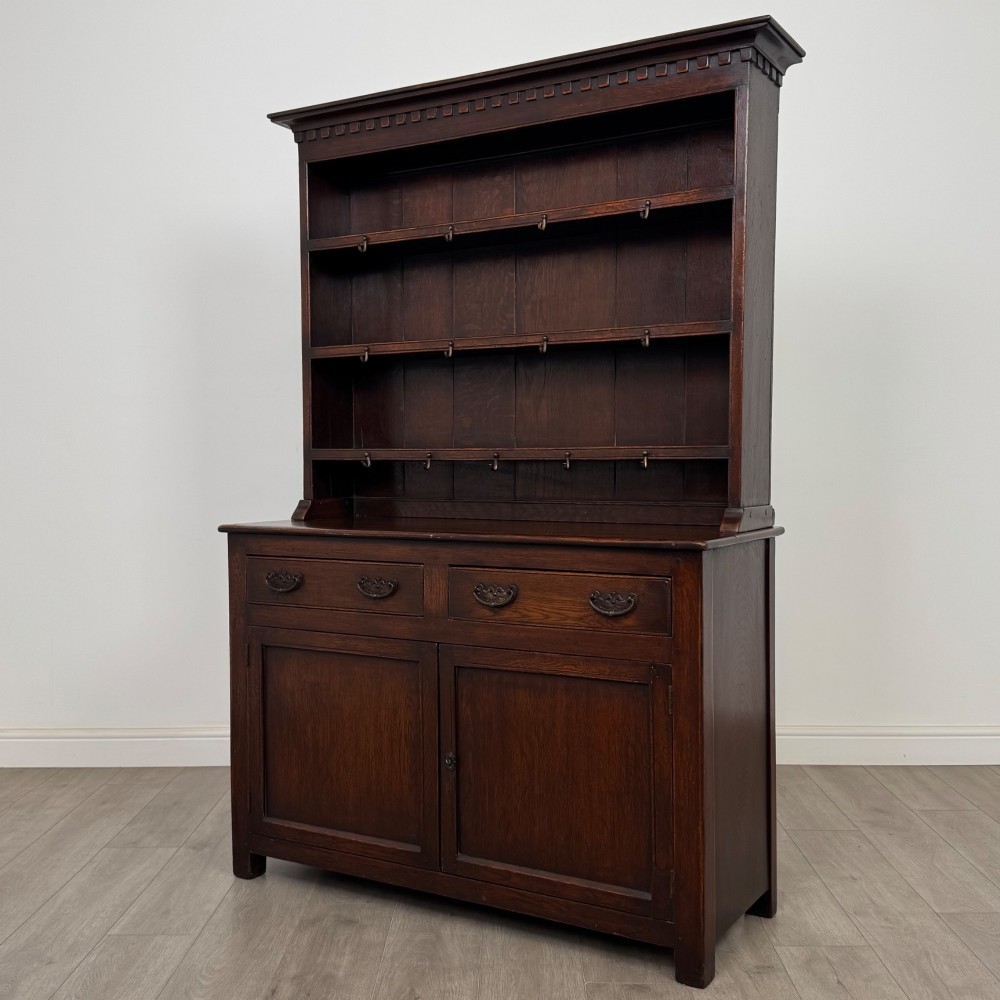 Antique 20th Century Good Quality Welsh Dresser In Oak View III