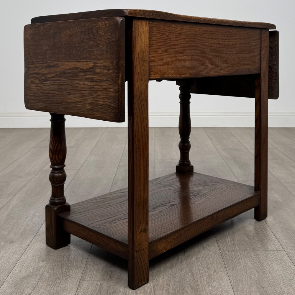Antique 20th Century Edwardian Drop Leaf Side Table In Oak View V