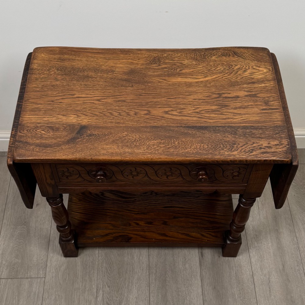 Antique 20th Century Edwardian Drop Leaf Side Table In Oak View X