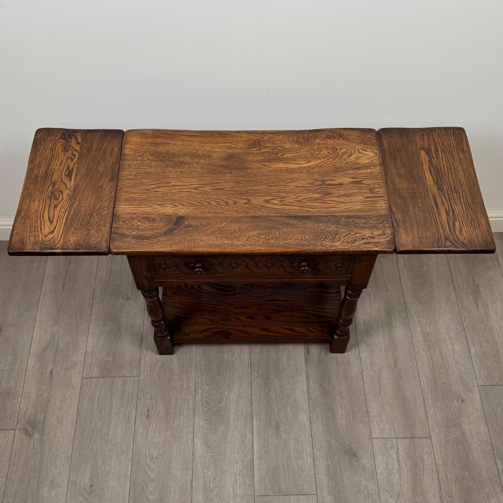 Antique 20th Century Edwardian Drop Leaf Side Table In Oak View XI