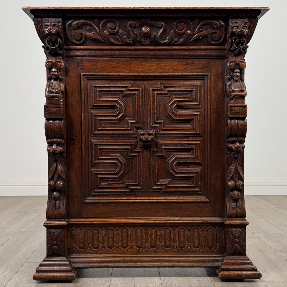 Antique 19th Century Carved Victorian Cupboard In Oak