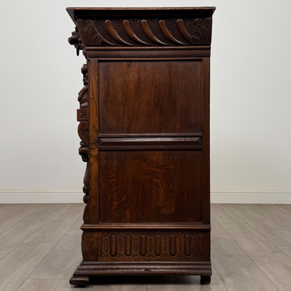 Antique 19th Century Carved Victorian Cupboard In Oak View IV