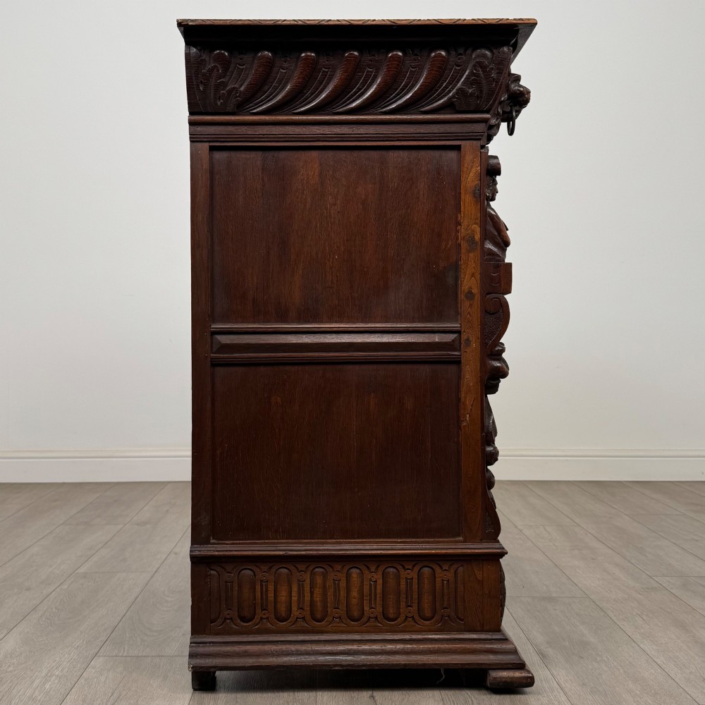 Antique 19th Century Carved Victorian Cupboard In Oak View VIII