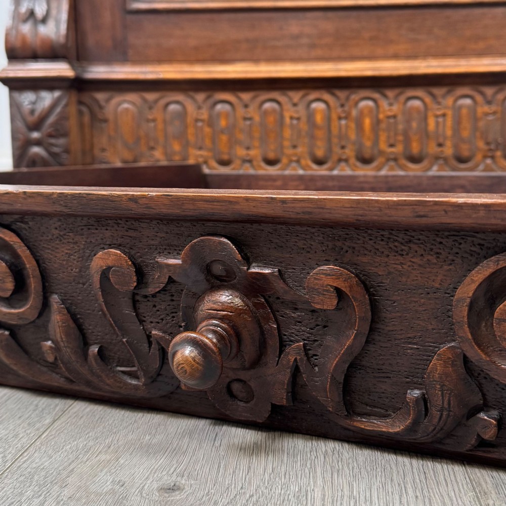 Antique 19th Century Carved Victorian Cupboard In Oak View XII