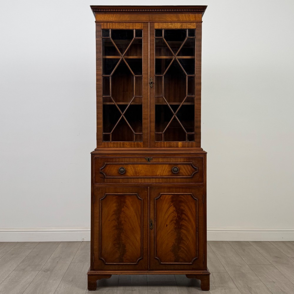 Antique 20th Century Secretaire Bookcase In Mahogany View II