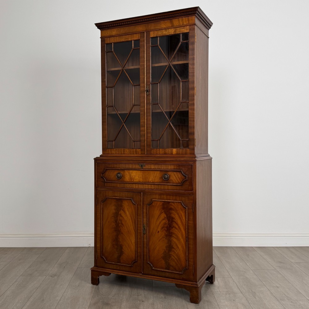 Antique 20th Century Secretaire Bookcase In Mahogany View IV