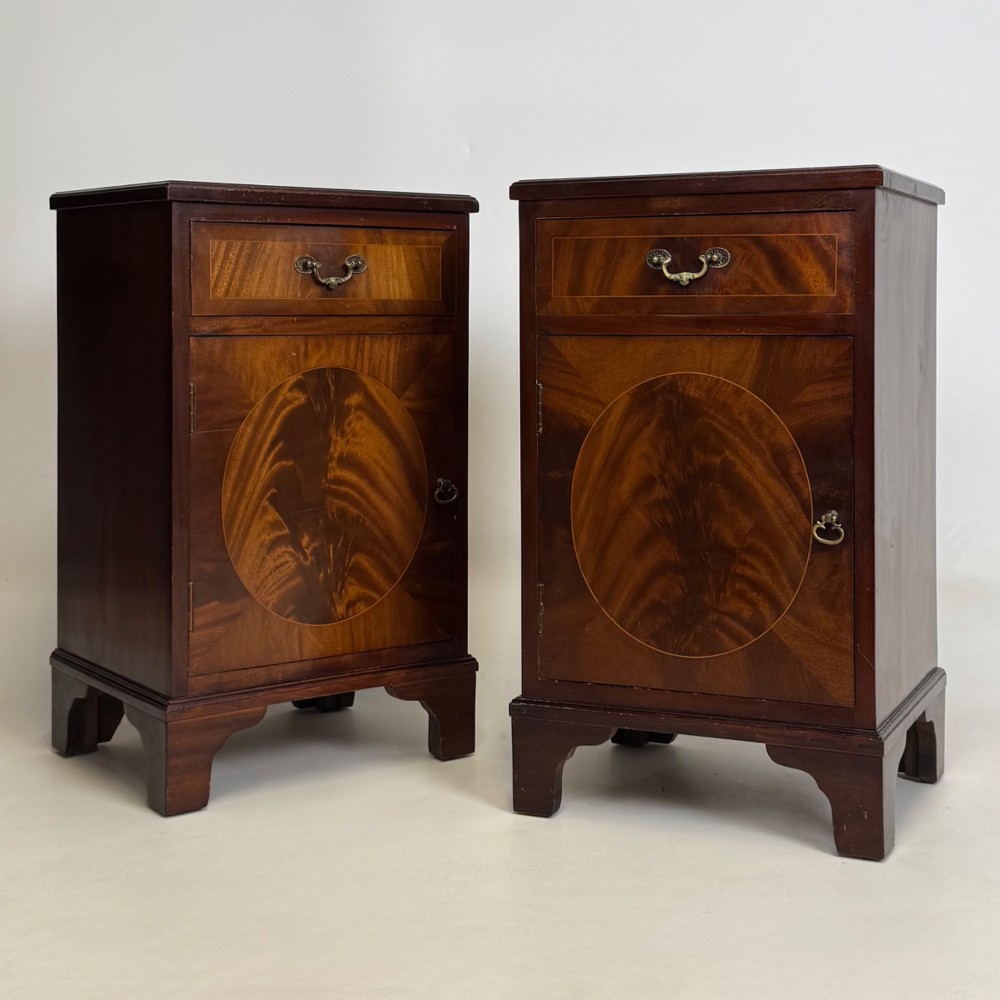 Antique 20th Century Pair Of Mahogany Bedside Cabinets