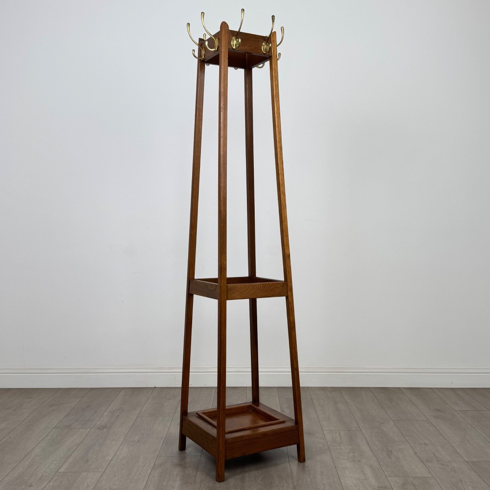 Antique 20th Century Arts & Crafts Style Coat Stand In Oak View VIII