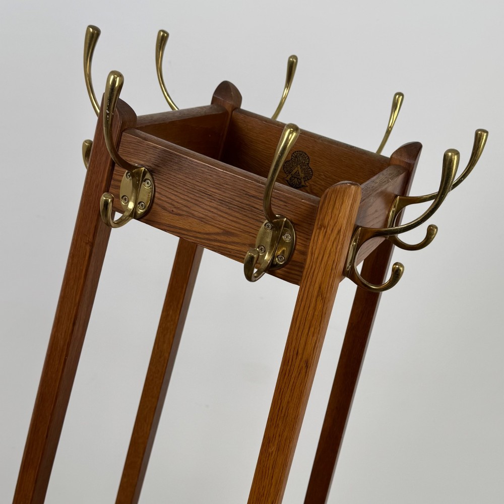 Antique 20th Century Arts & Crafts Style Coat Stand In Oak View IX