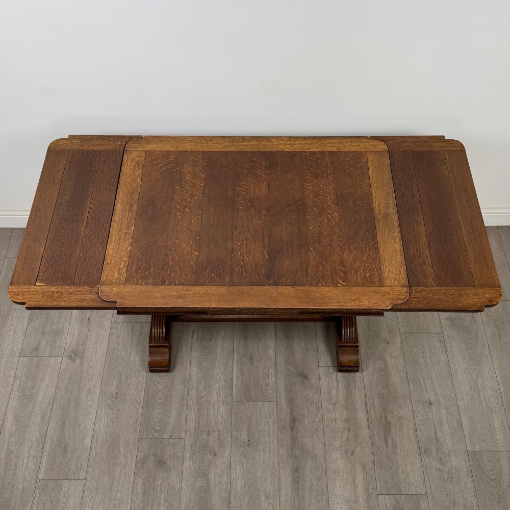 Antique 20th Century Oak Dining Table With 4 Dining Chairs View VI