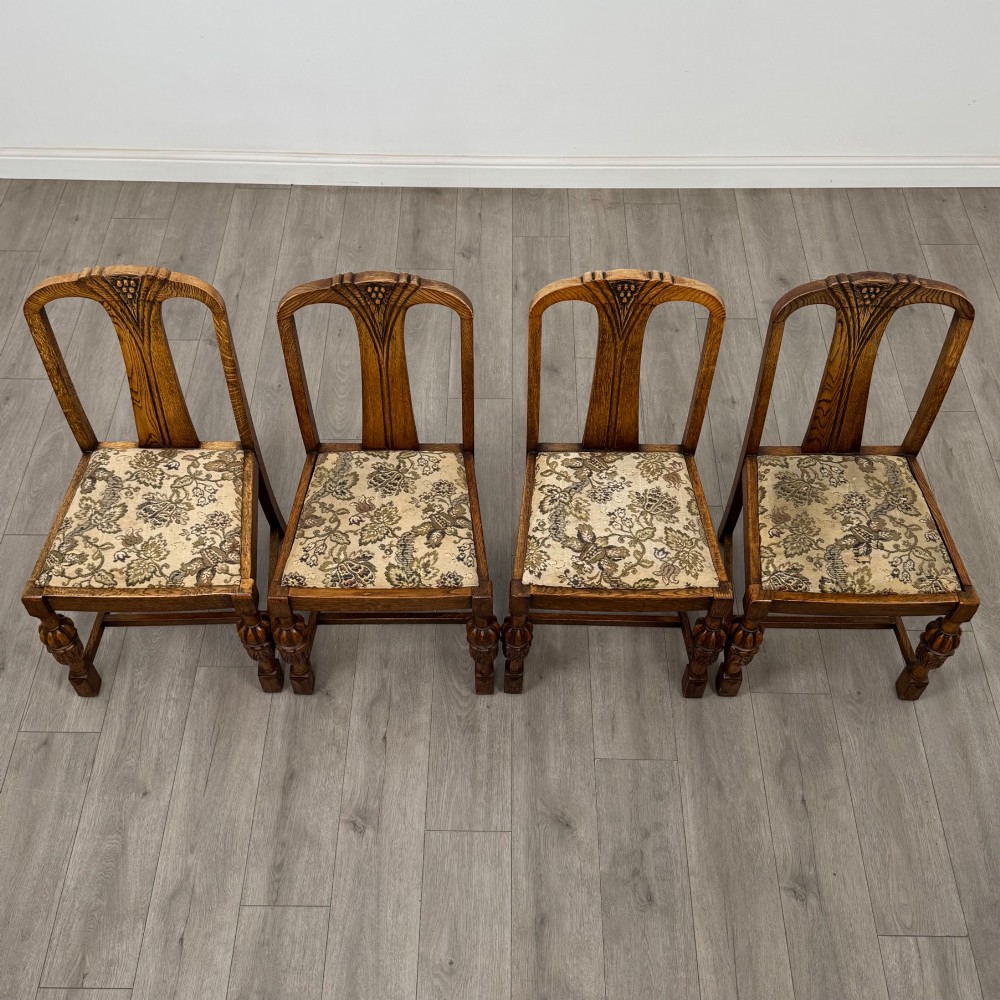 Antique 20th Century Oak Dining Table With 4 Dining Chairs View XIV