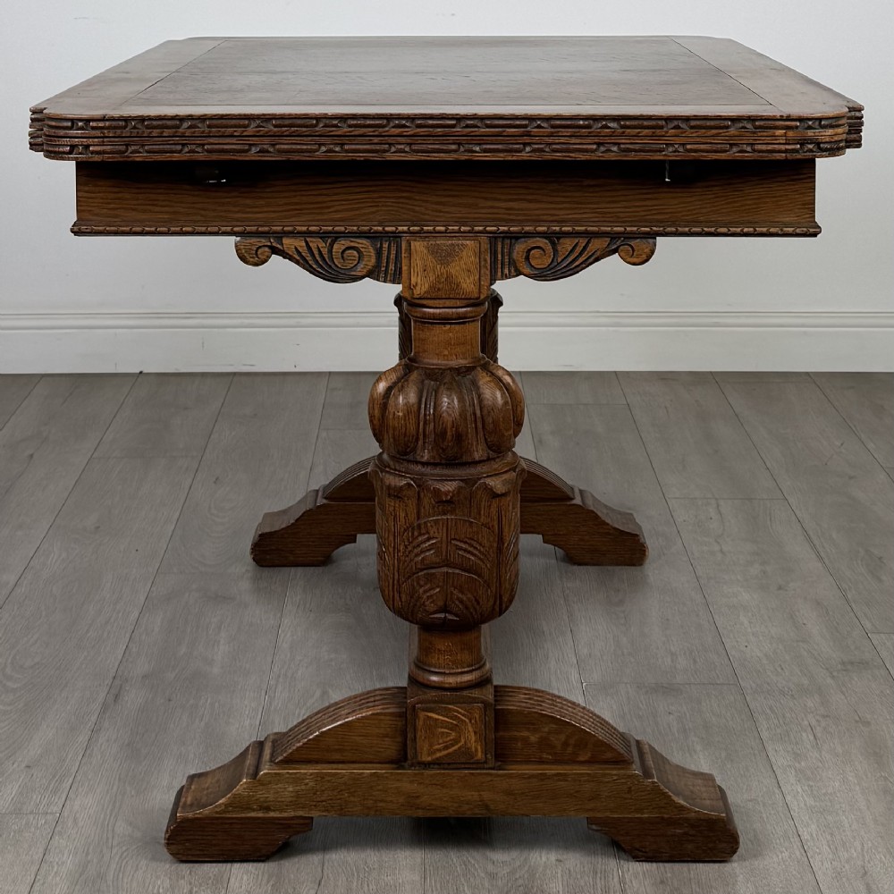 Antique 20th Century Edwardian Draw Leaf Dining Table In Oak View IV