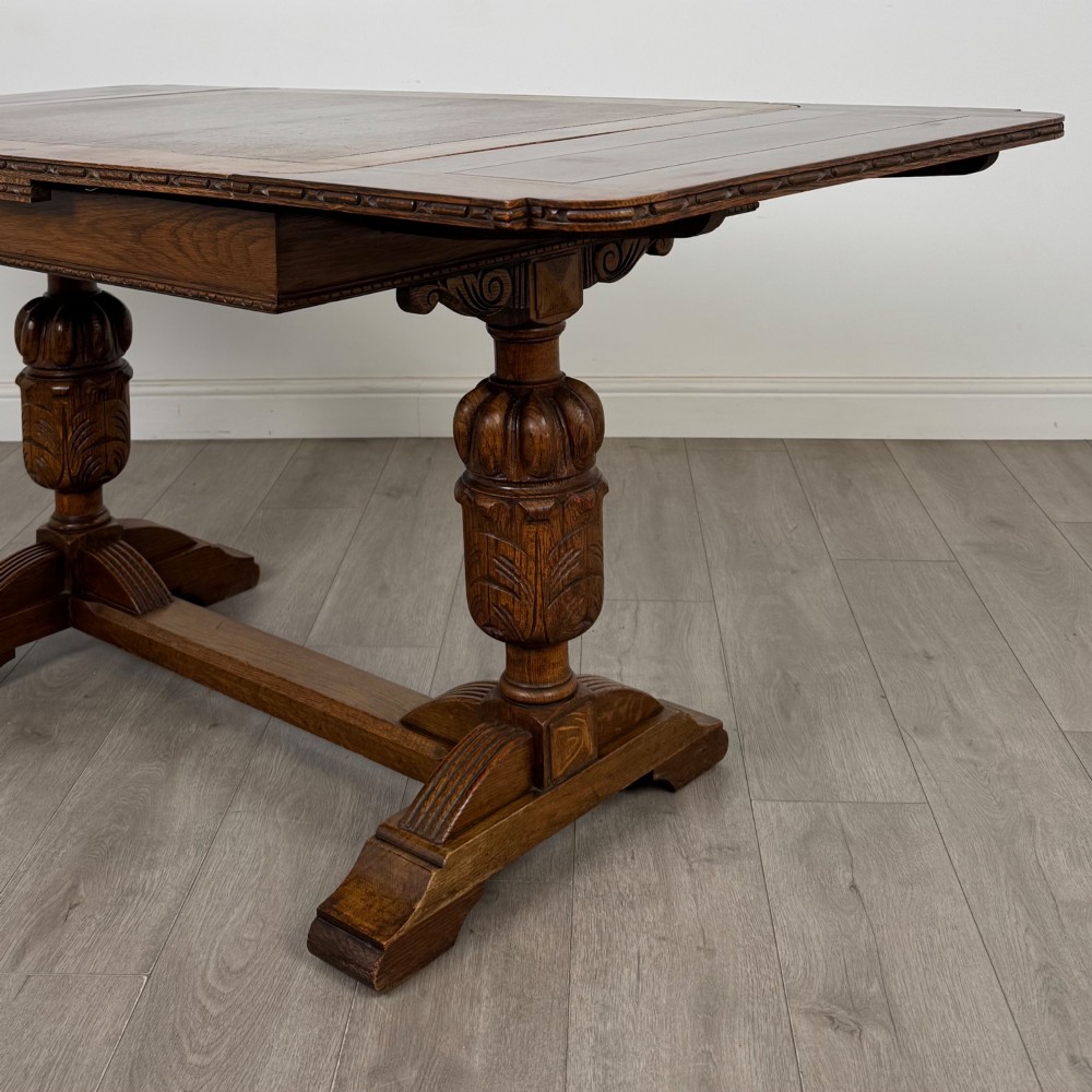 Antique 20th Century Edwardian Draw Leaf Dining Table In Oak View VI