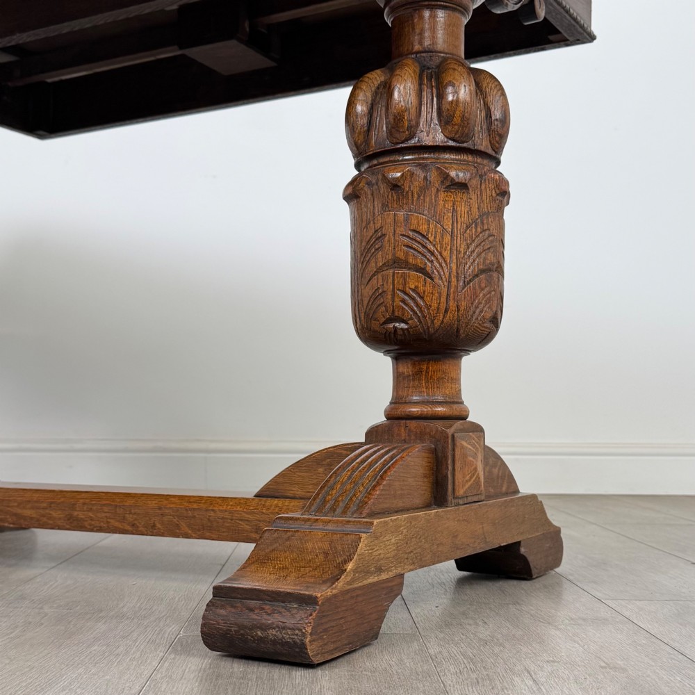 Antique 20th Century Edwardian Draw Leaf Dining Table In Oak View VII