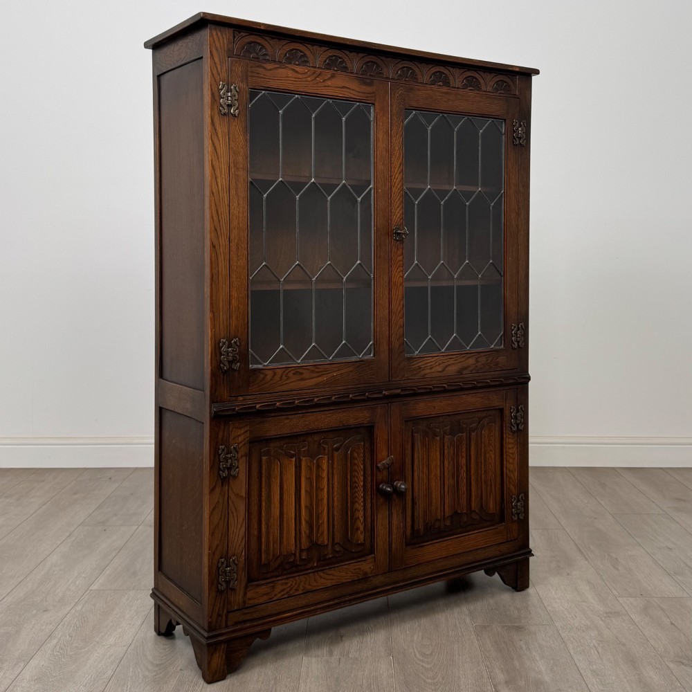 Antique 20th Century Carved Oak Display Cabinet View IX