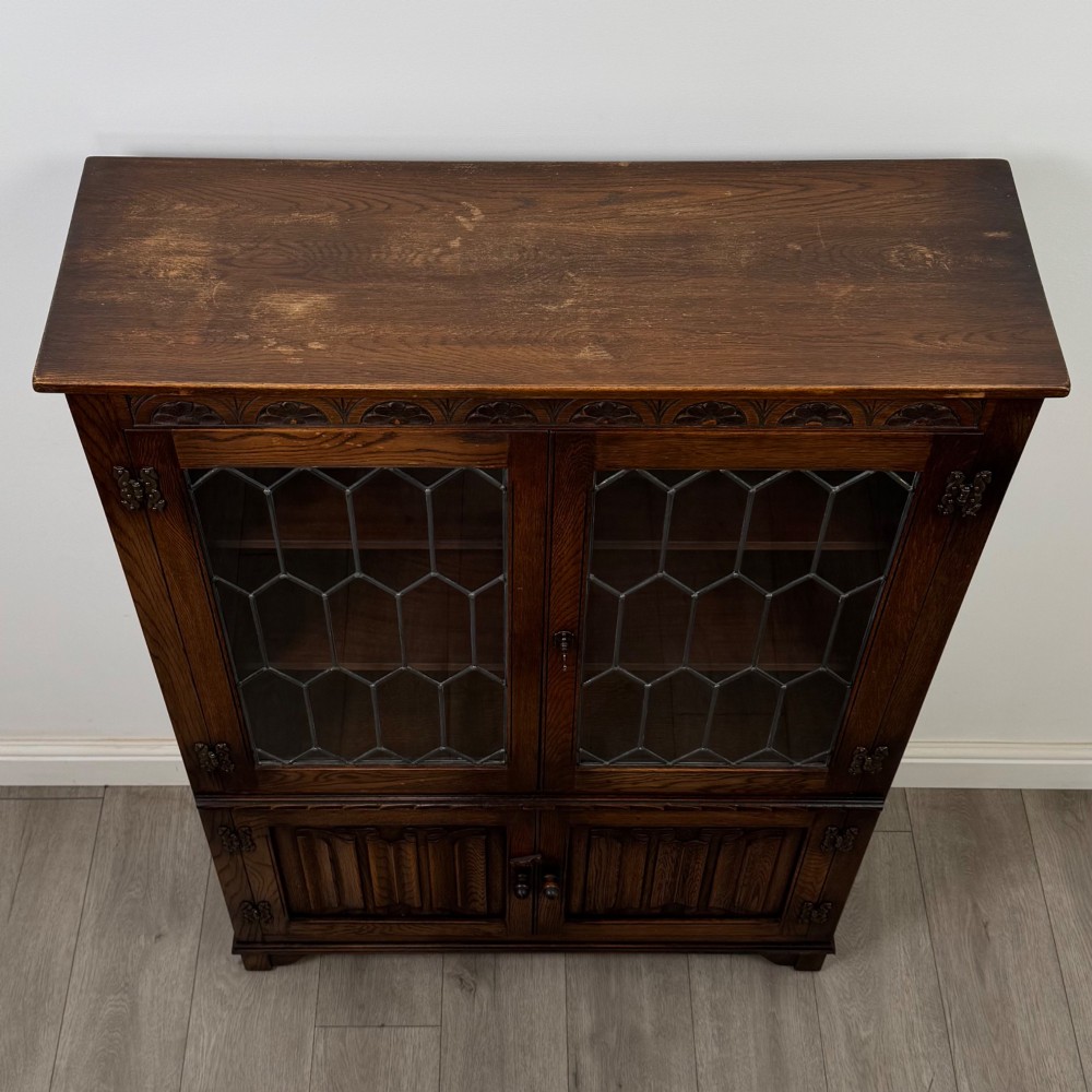 Antique 20th Century Carved Oak Display Cabinet View X