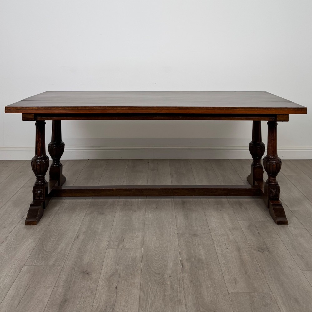 Antique 20th Century Jacobean Style Dining Table In Oak View II