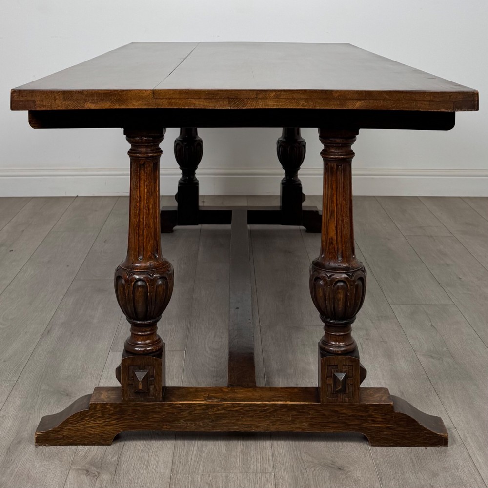 Antique 20th Century Jacobean Style Dining Table In Oak View III