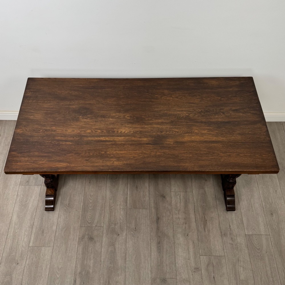 Antique 20th Century Jacobean Style Dining Table In Oak View IV