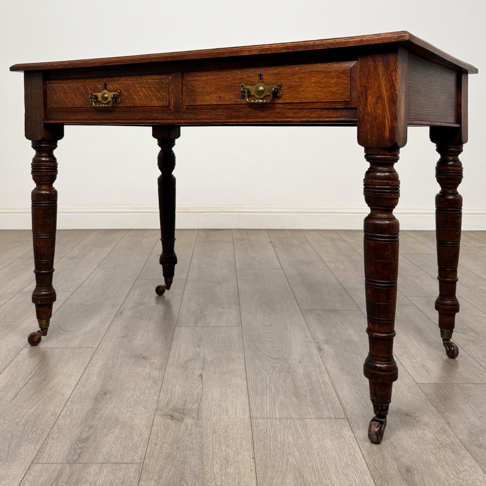 Antique 20th Century Edwardian Writing Table In Oak View II