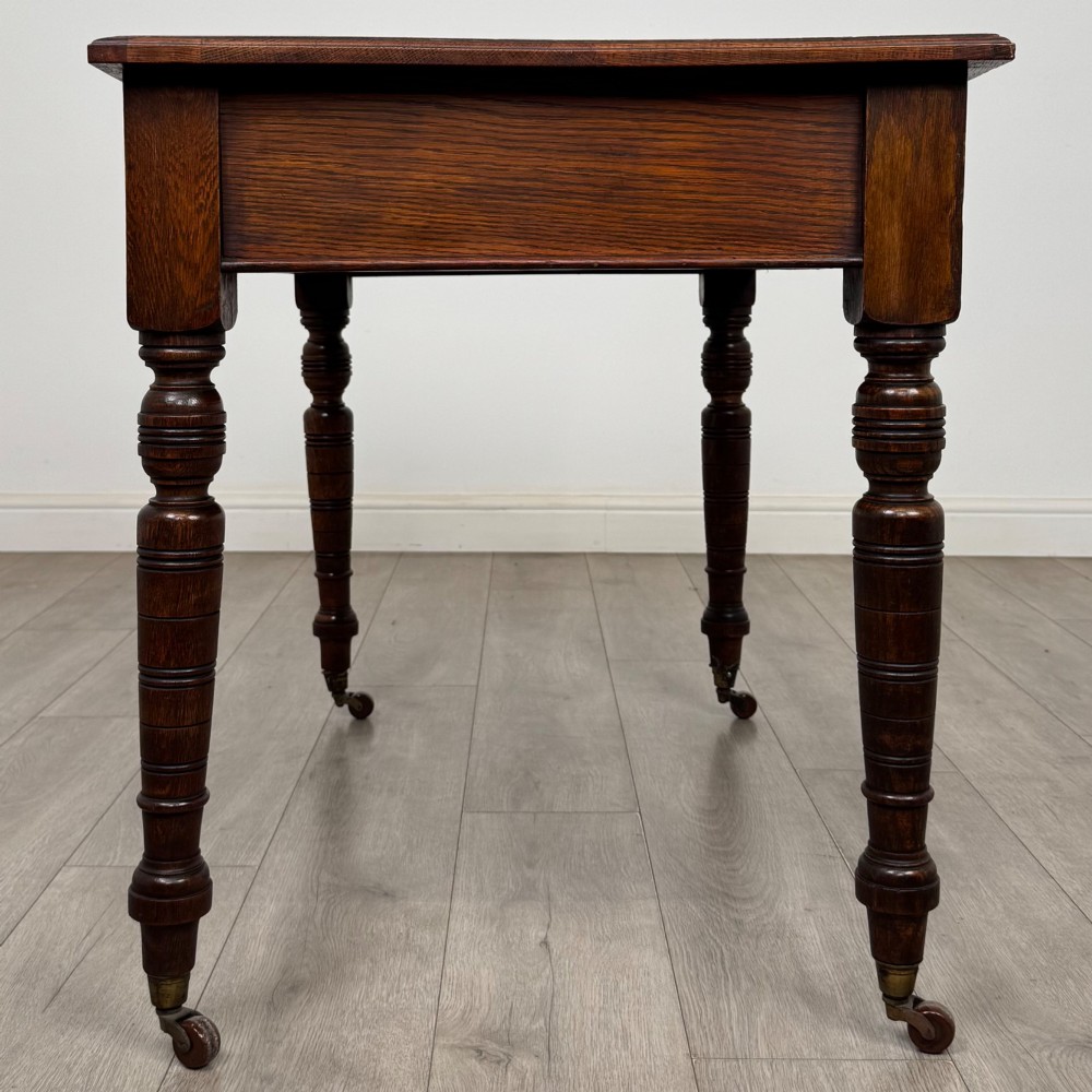 Antique 20th Century Edwardian Writing Table In Oak View VII