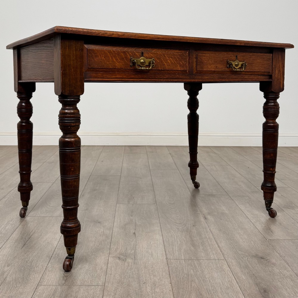 Antique 20th Century Edwardian Writing Table In Oak View VIII