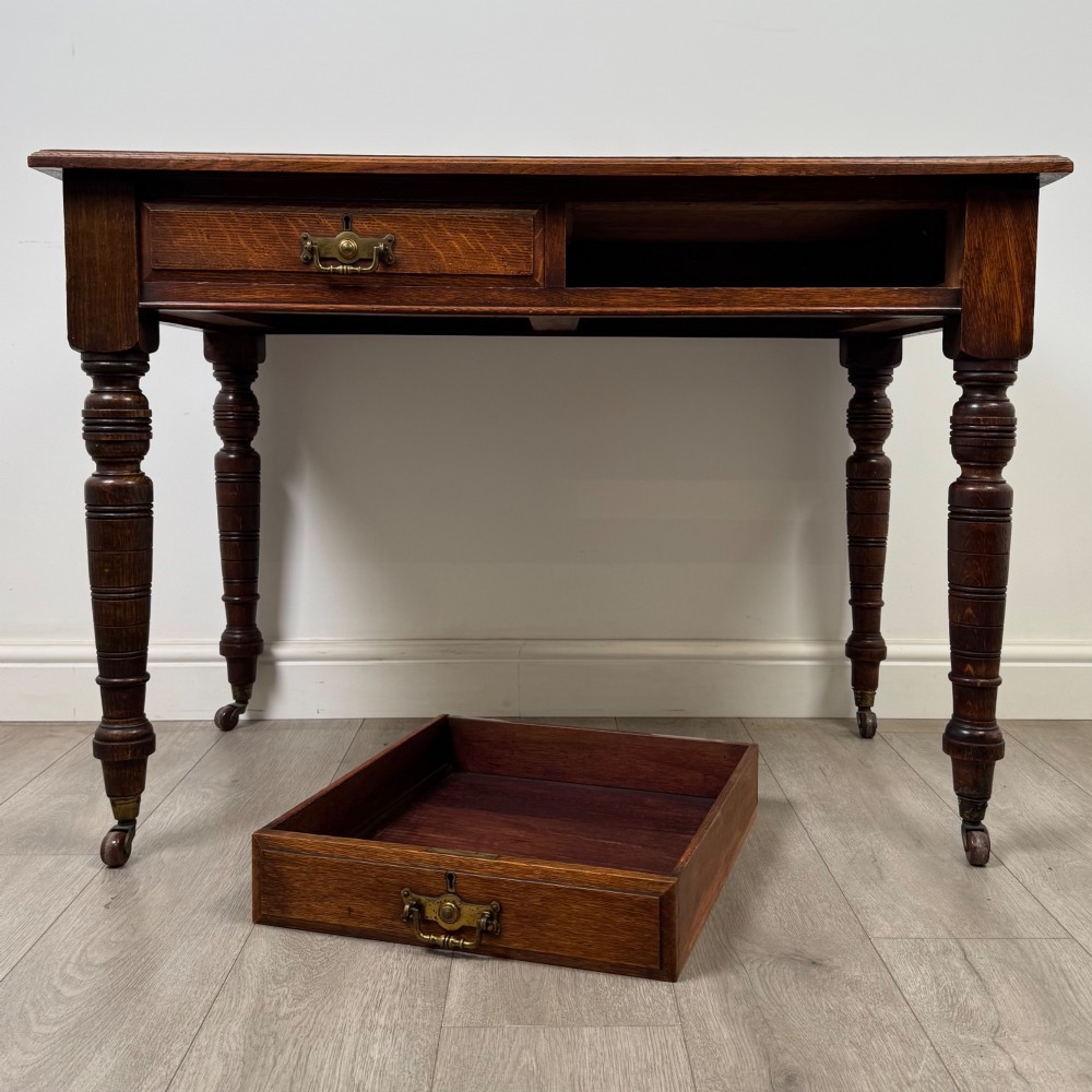 Antique 20th Century Edwardian Writing Table In Oak View X