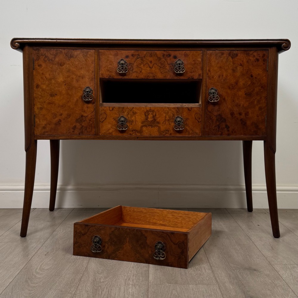 Antique 20th Century Edwardian Sideboard In Burr Walnut View XI