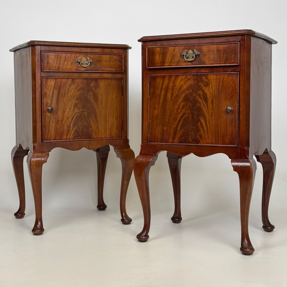 Antique 20th Century Pair Of Mahogany Bedside Cabinets