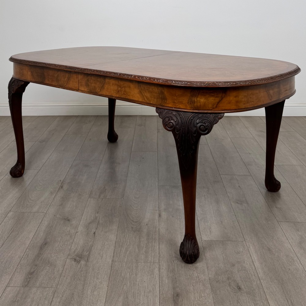 Antique 20th Century Edwardian Burr Walnut Dining Table