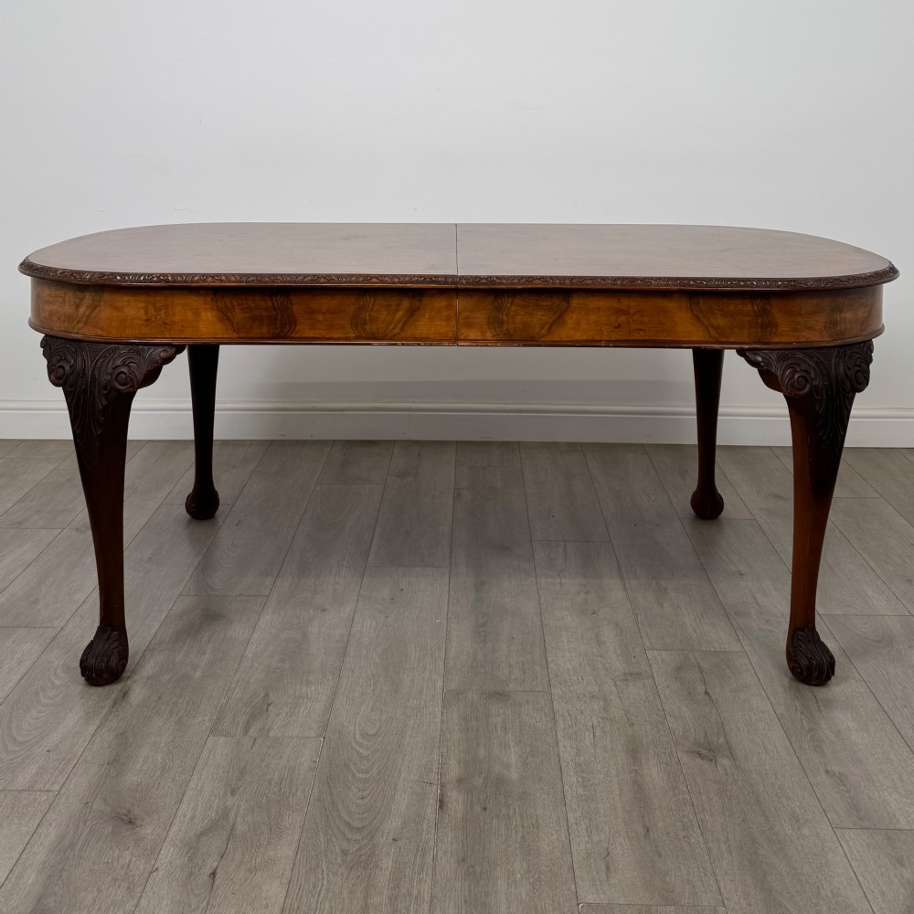 Antique 20th Century Edwardian Burr Walnut Dining Table View II