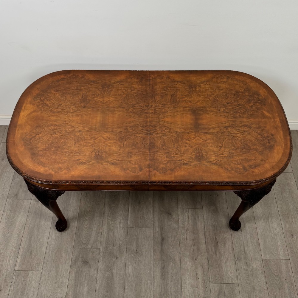 Antique 20th Century Edwardian Burr Walnut Dining Table View IV