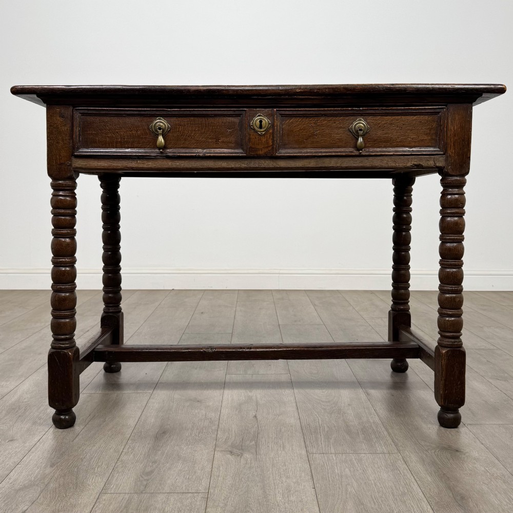 Antique 18th Century Georgian Bobbin Turned Writing Table In Oak