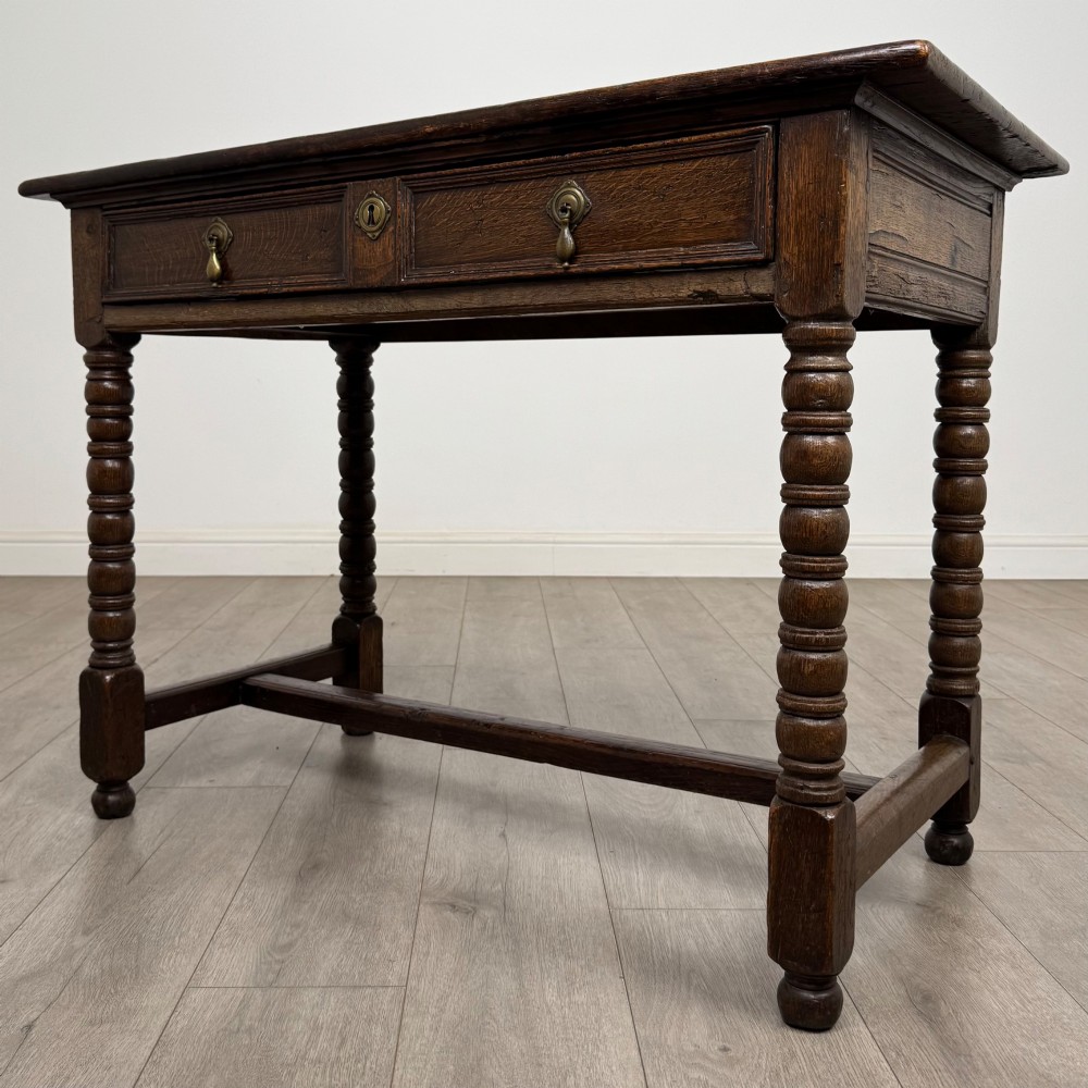 Antique 18th Century Georgian Bobbin Turned Writing Table In Oak View II