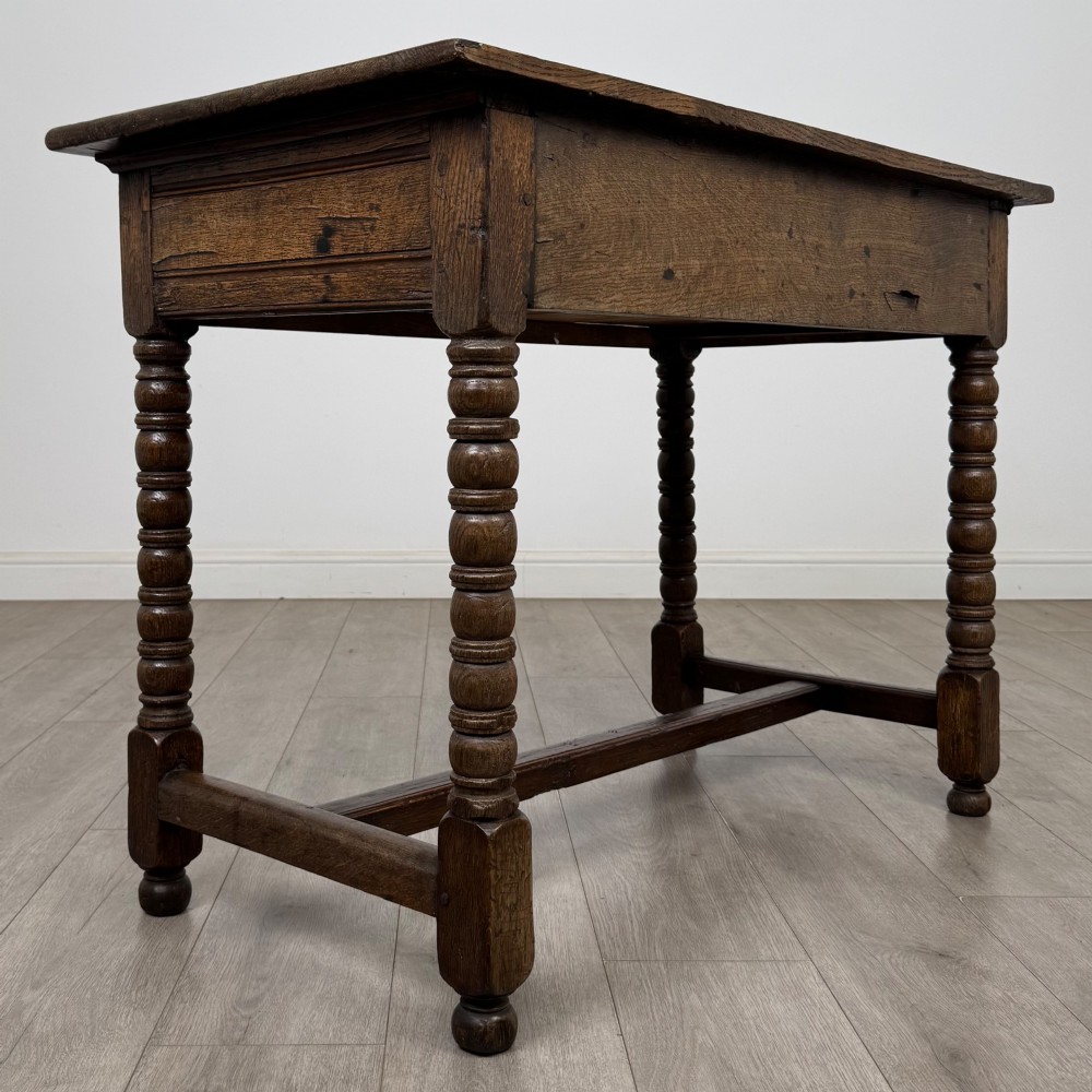 Antique 18th Century Georgian Bobbin Turned Writing Table In Oak View IV