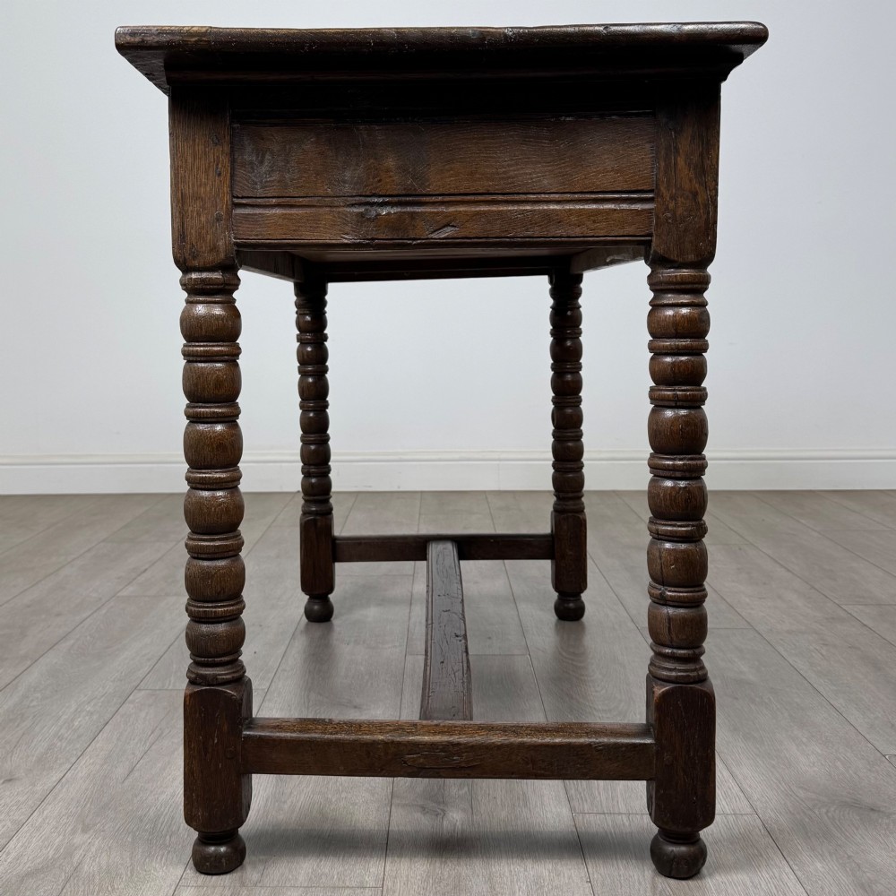 Antique 18th Century Georgian Bobbin Turned Writing Table In Oak View VII
