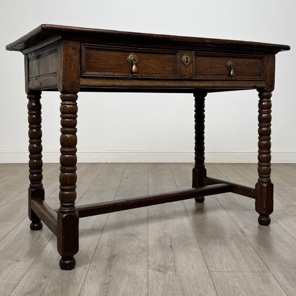 Antique 18th Century Georgian Bobbin Turned Writing Table In Oak View VIII