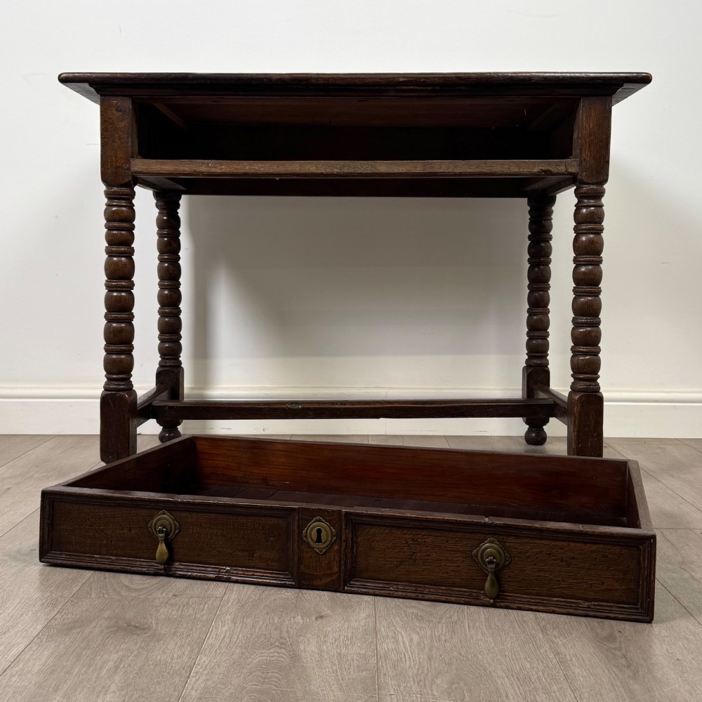 Antique 18th Century Georgian Bobbin Turned Writing Table In Oak View X