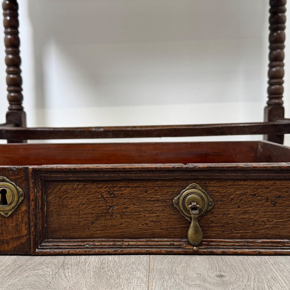 Antique 18th Century Georgian Bobbin Turned Writing Table In Oak View XI