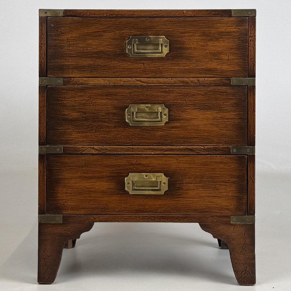 Antique 20th Century Small Campaign Style Chest Of Drawers