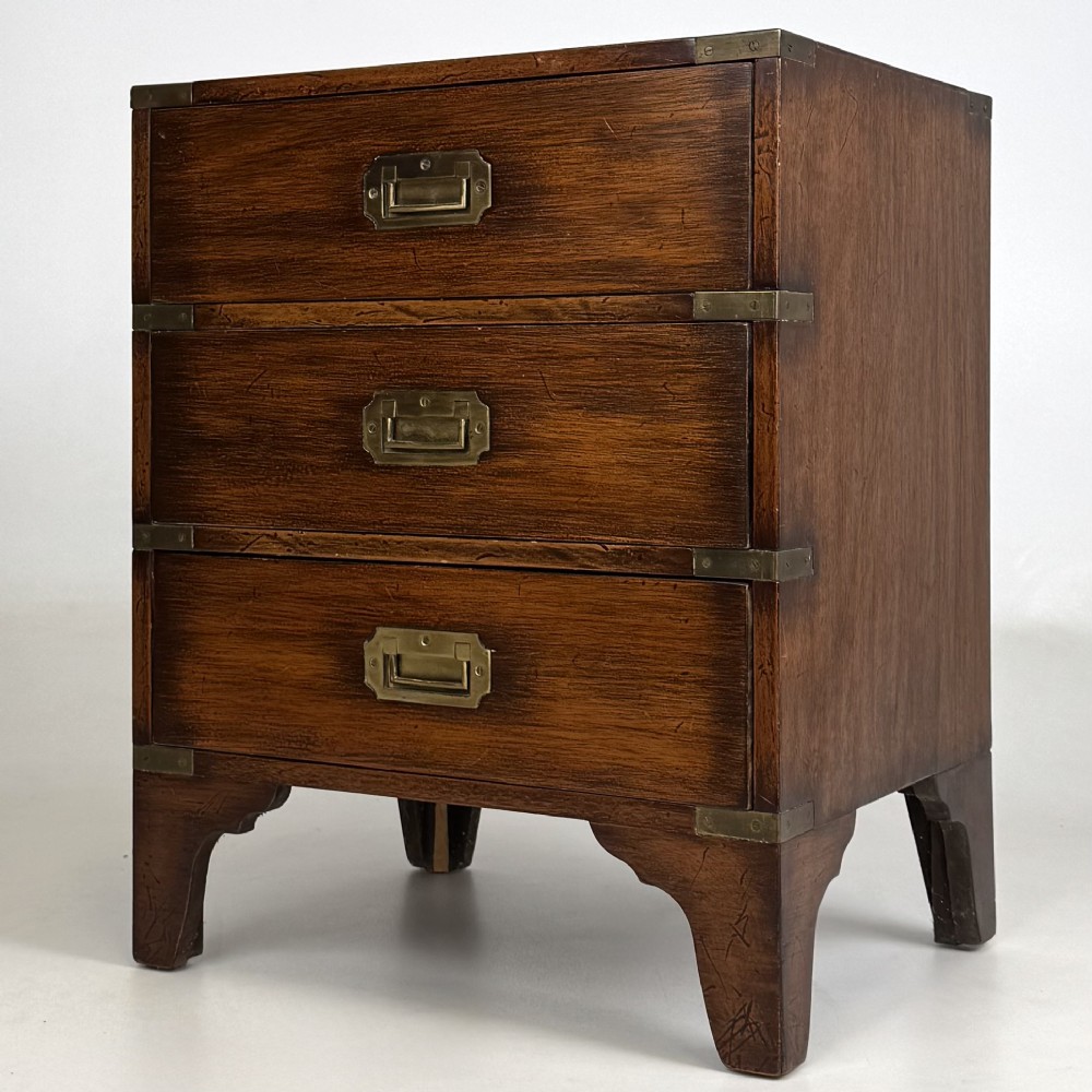 Antique 20th Century Small Campaign Style Chest Of Drawers View II
