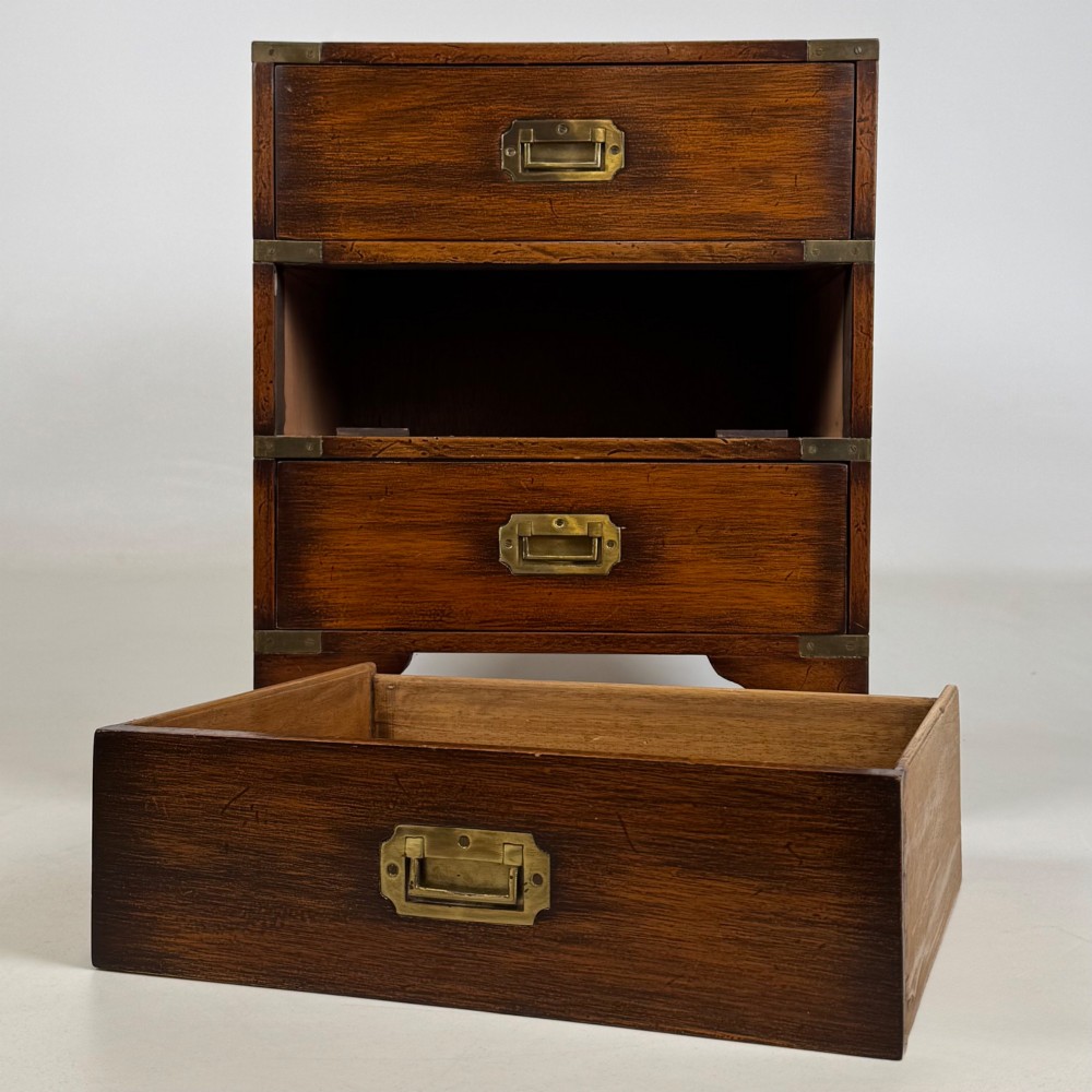Antique 20th Century Small Campaign Style Chest Of Drawers View X
