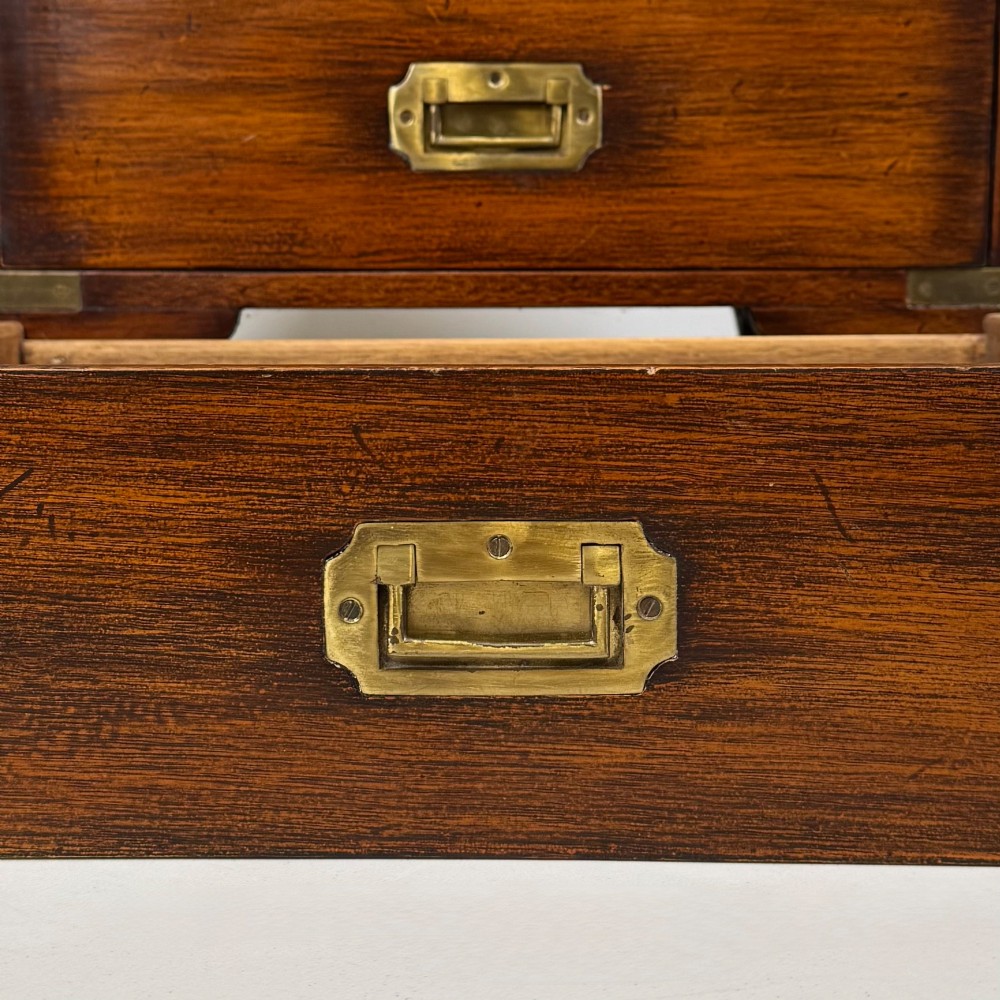 Antique 20th Century Small Campaign Style Chest Of Drawers View XI