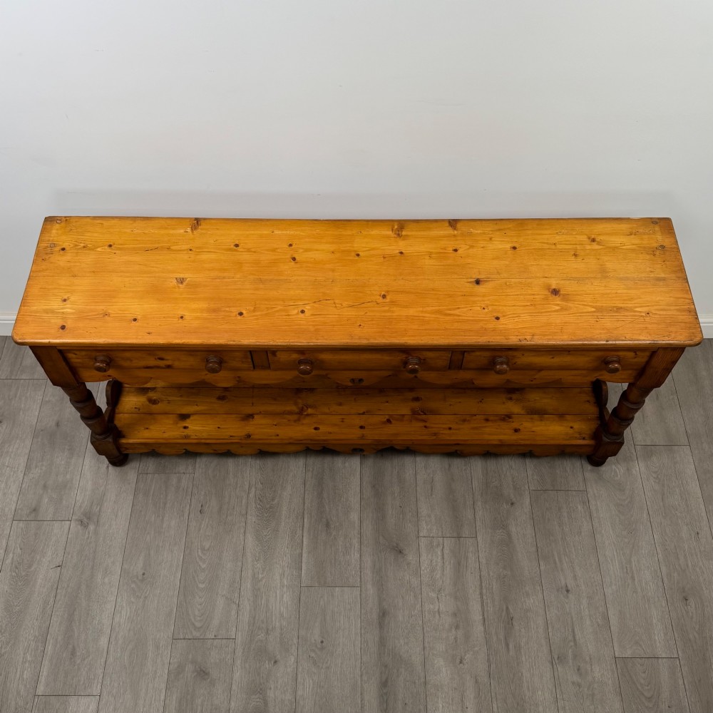 Antique 20th Century Farmhouse Dresser Base In Pine View IX